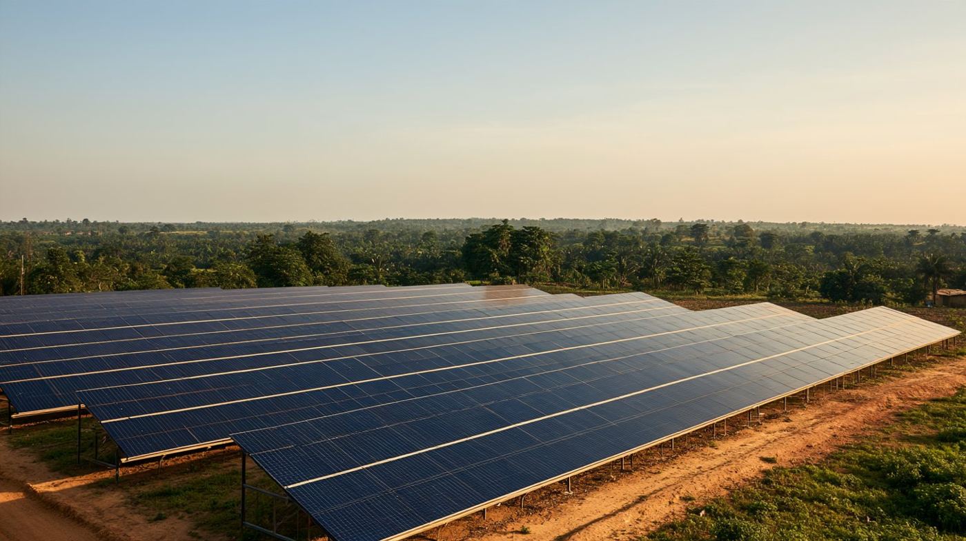 Bifacial solar array in Agbor